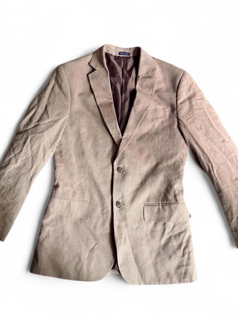 Stafford Men's Light Beige Linen Sport Coat - Two-Button Blazer